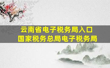 云南省电子税务局入口 国家税务总局电子税务局